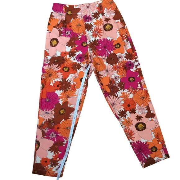 FREE PEOPLE Tessa Floral Tapered Trousers Sz 8 NWT Cotton Retro Print 70s Resort - Picture 5 of 8